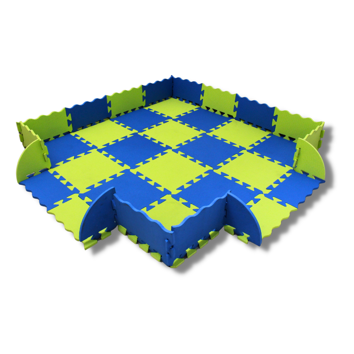 EL NINO Interlocking Kids Play Mat with Fence | Electric Lime