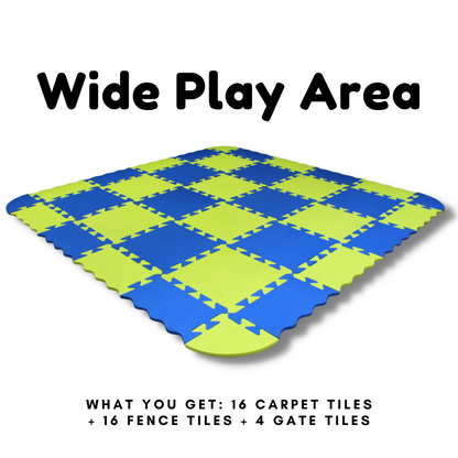 EL NINO Interlocking Kids Play Mat with Fence | Electric Lime