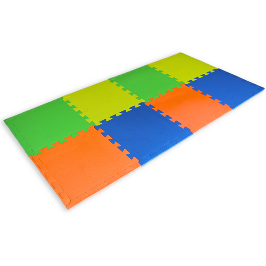 Safe & Soft Fun! Interlocking Play Mats for Crawling, Playing & Learning (Multicolor, Pack of 8)